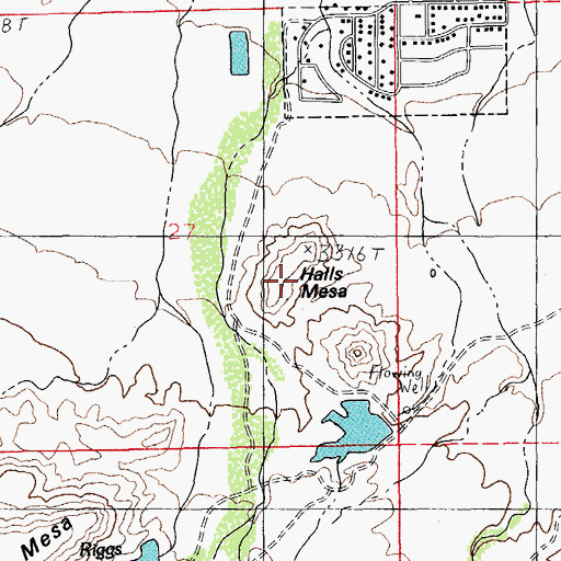 Topographic Map of Halls Mesa, AZ