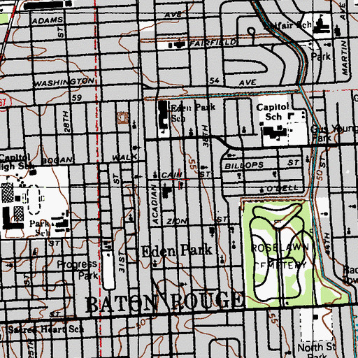 Topographic Map of Mount Herman Baptist Church, LA