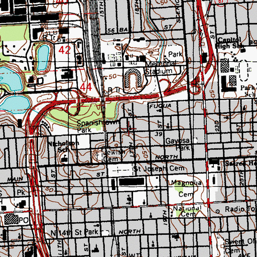 Topographic Map of Nazarene Baptist Church, LA