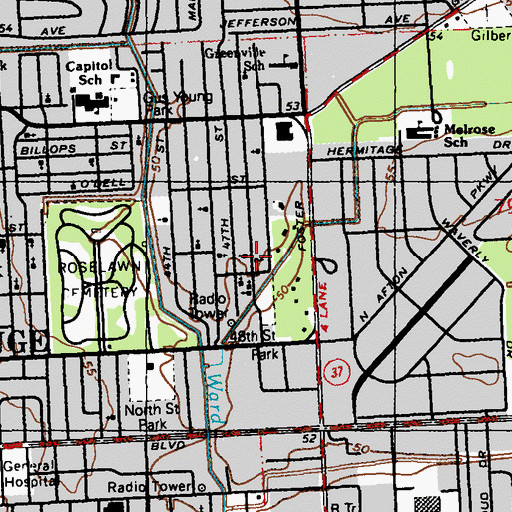 Topographic Map of New Galilee Baptist Church, LA