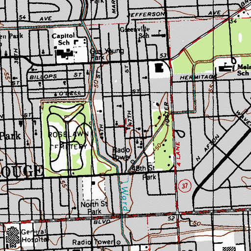Topographic Map of New Jerusalem Baptist Church Number 2, LA