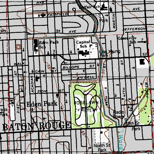 Topographic Map of New Zion Baptist Church, LA