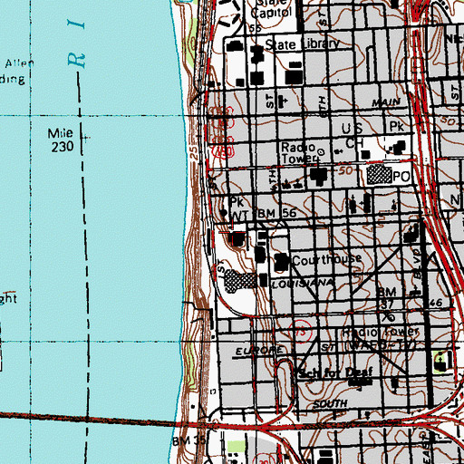 Topographic Map of Old State Capitol, LA