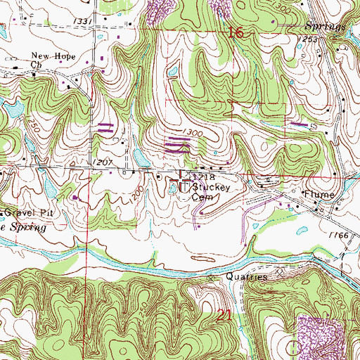 Topographic Map of Stuckey Cemetery, AR