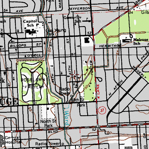 Topographic Map of Plainview Church of Christ, LA