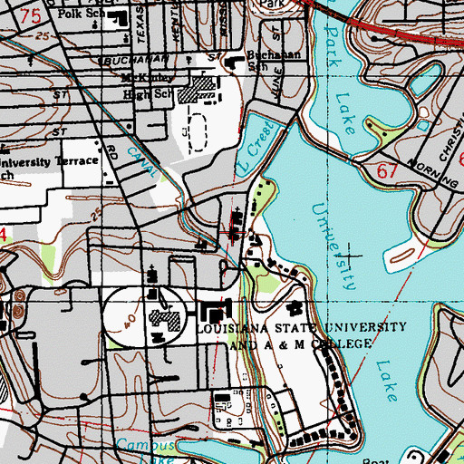 Topographic Map of Reily Memorial University United Methodist Church, LA