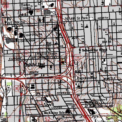 Topographic Map of Saint Agnes Catholic Church, LA