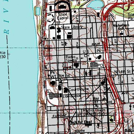 Topographic Map of Saint James Episcopal Church, LA