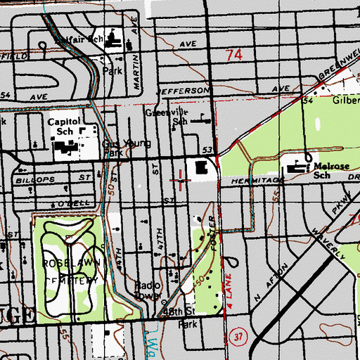 Topographic Map of Saint James Second Baptist Church, LA