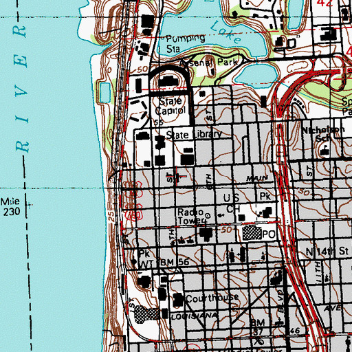 Topographic Map of Saint Josephs Catholic Church, LA