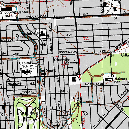 Topographic Map of Star Hill Baptist Church, LA