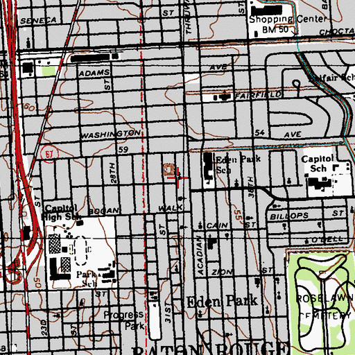 Topographic Map of Sweethome Baptist Church, LA