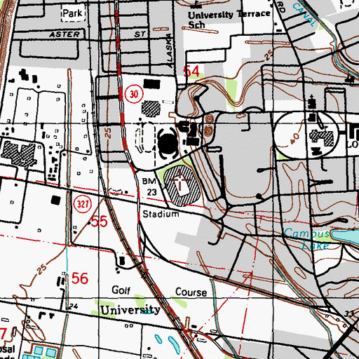 Topographic Map of Tiger Stadium, LA