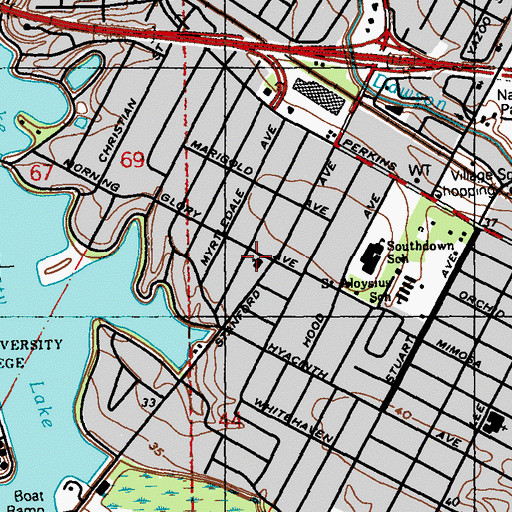 Topographic Map of Trinity Episcopal Church, LA