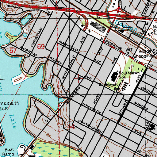 Topographic Map of Trinity Episcopal Day School, LA