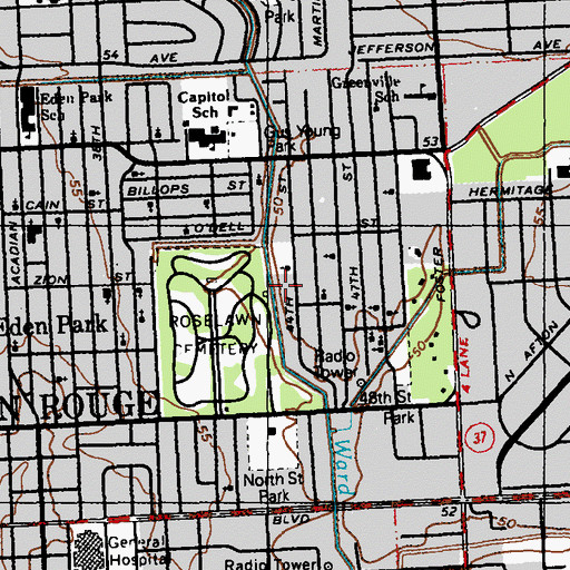 Topographic Map of True Light Baptist Church Number 2, LA