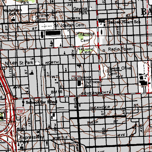 Topographic Map of Victory Temple Deliverance Church of God in Christ, LA