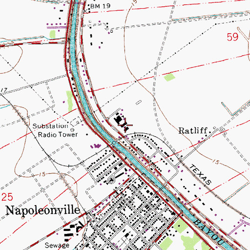 Topographic Map of Assumption Middle Magnet School, LA