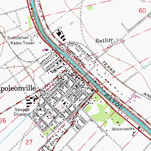 Topographic Map of Assumption Parish Courthouse, LA