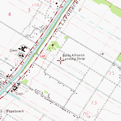 Topographic Map of Belle Alliance Landing Strip, LA