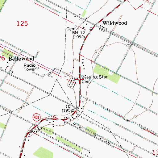 Topographic Map of Belle Wood Plantation (historical), LA