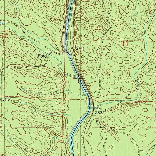 Topographic Map of Suck Creek, AR