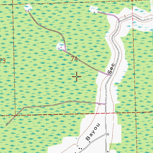 Topographic Map of Coteau Frene Oil and Gas Field, LA