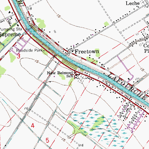 Topographic Map of Labadieville Primary School, LA