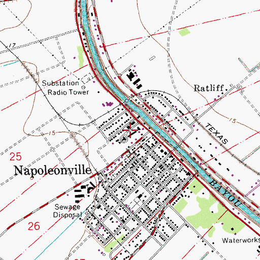 Topographic Map of Napoleonville Middle School, LA