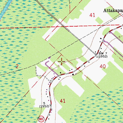 Topographic Map of Northwest Oakley Gas Field, LA