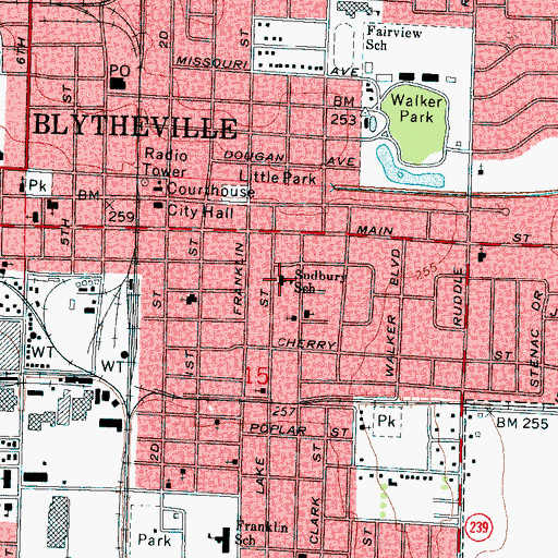 Topographic Map of Sudbury School, AR