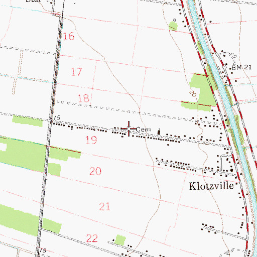 Topographic Map of Saint Augustine Cemetery, LA