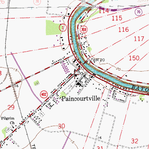 Topographic Map of Saint Elizabeth Catholic Church, LA