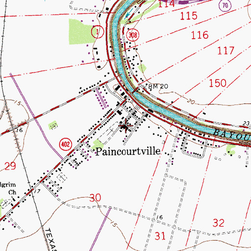 Topographic Map of Saint Elizabeth School, LA