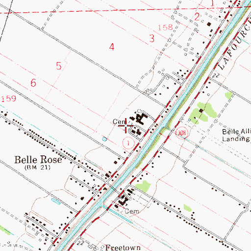 Topographic Map of Saint Jules Cemetery, LA