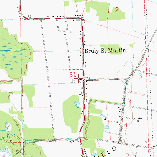 Topographic Map of Saint Martins Church, LA