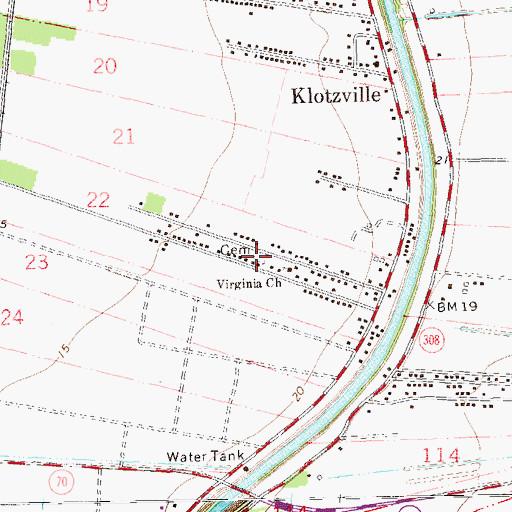 Topographic Map of Virginia Cemetery, LA