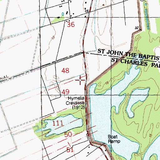 Topographic Map of Hymelia Plantation, LA
