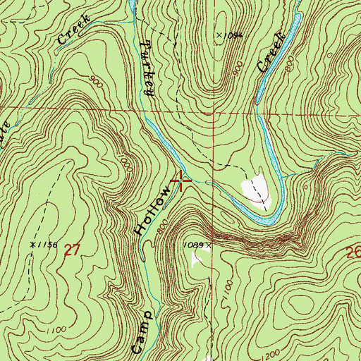 Topographic Map of Sugar Camp Hollow, AR