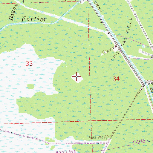 Topographic Map of Lucy Gas Field, LA