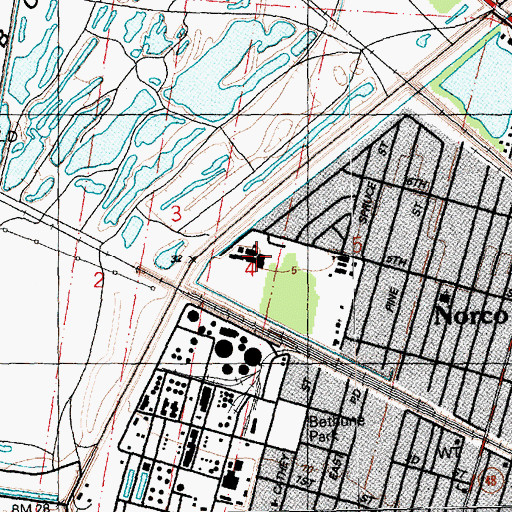 Topographic Map of Norco Elementary School, LA