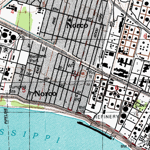 Topographic Map of Norco School (historical), LA
