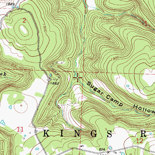 Topographic Map of Sugar Camp Hollow, AR