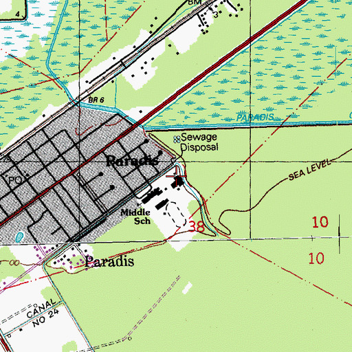 Topographic Map of R J Vial Elementary School, LA