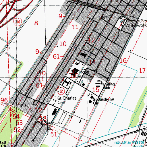 Topographic Map of Saint Charles Parish Hospital, LA