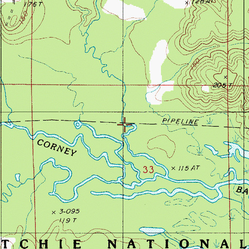 Topographic Map of Sugar Creek, LA
