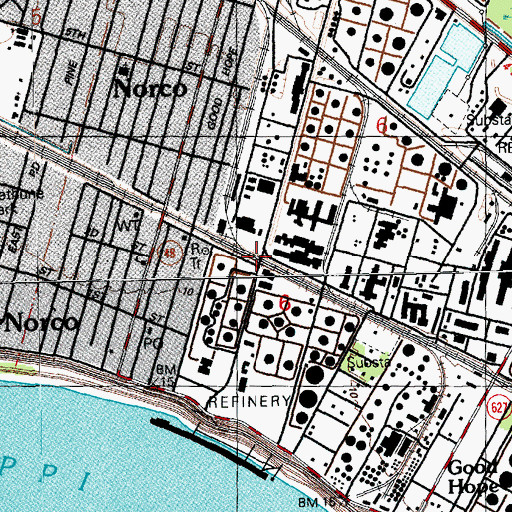 Topographic Map of Sarpy (historical), LA