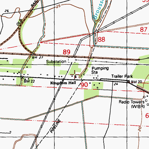 Topographic Map of Kingdom Hall, LA