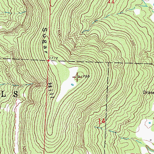 Topographic Map of Sugar Hill, AR