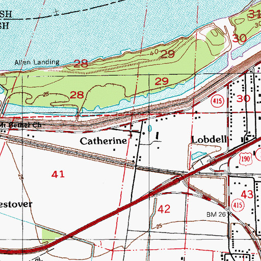 Topographic Map of Saint Catherine Church, LA